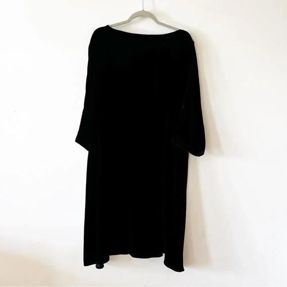 Ryllace Elan Embroidered Black Velvet Dress Size 22 Silk Blend Holiday Plus Size - Picture 2 of 8